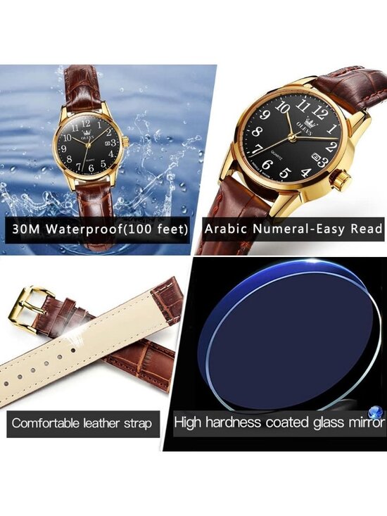 Olevs Women\'s Black And Brown Leather Analog Waterproof Reloj Mujer Luxury Watch main image 5